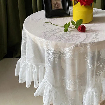 Qfdian Retro Lace Tablecloth French Style Coffee Table Cloth Bedside TableCover Wedding Party Dining Home Decor Picnic Background Cloth
